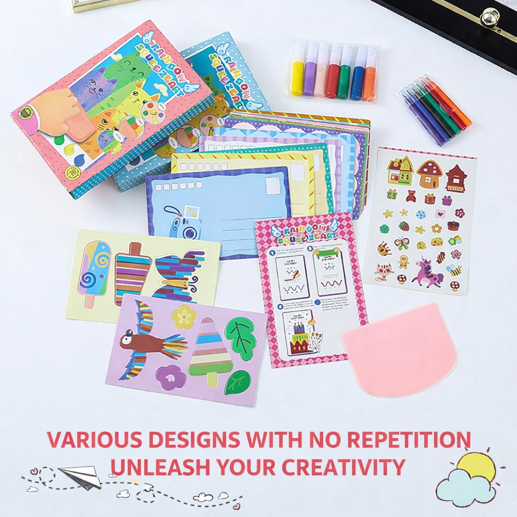 35 PCS Magic Dot Scratch Painting Party DIY Gifts for Girls and Boys, Squeegee Art Craft Kit, Creative Painting Kit, Rainbow Scratch Paper Art Set Notebooks