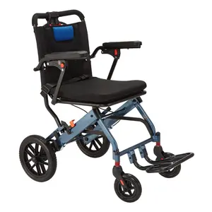 【GARVEE】Portable Folding Wheelchair with Handbrake, Ultra-Lightweight Travel Wheelchair Featuring 16in Seat Width and 8in PVC Rear Wheels, Designed for Easy Mobility and Convenience