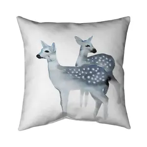 Begin Home Decor 5541-1616-AN453 16 x 16 in. Blue Fawns Animals Bedroom Pillow - Home Decor Pillow
