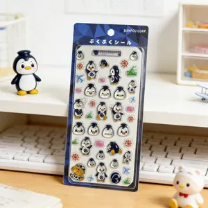 1PC sticker card, penguin-themed 3D creative journal decoration sticker, essential for decorating student desks with cute self-adhesive stickers, 3D decorative sticker for DIY phone cases, a thoughtful gift for friends and family.