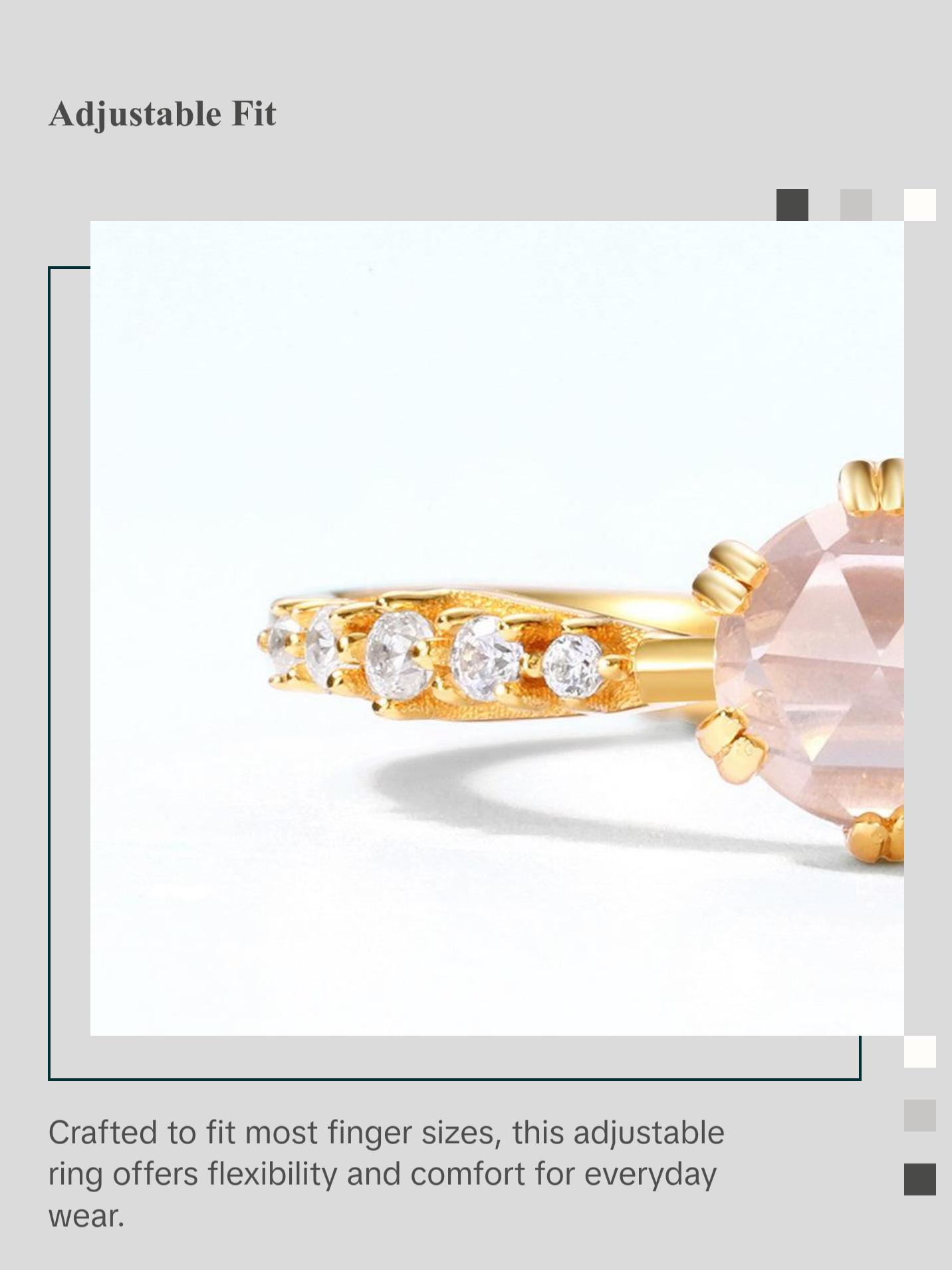 Rose Quartz Dainty Adjustable Ring