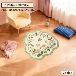 2D flat irregular-shaped carpet/rug, floral pattern carpet. Soft carpet for living room, bedroom decorative carpet, home thick multi-size washable lounge mat