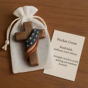 Wooden Pocket Cross Gift, Unique Christian Prayer and Comfort Cross, Ideal for Women, Nuns, Baptism, First Communion