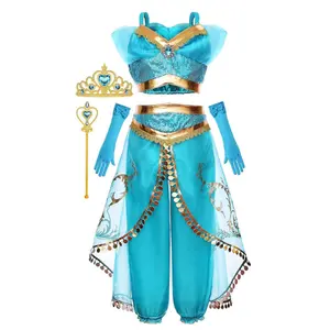 Easter Gift Arabian Princess Costume for Girls - Dress Up Birthday Party with Tiara and Wand