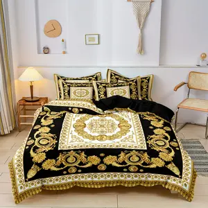 3-Piece Artistic 3D Gold Lion Print Bedding Set (no Quilt), Includes 1 Fitted Sheet & 2 Pillowcases, Home Bedroom Decoration Supplies