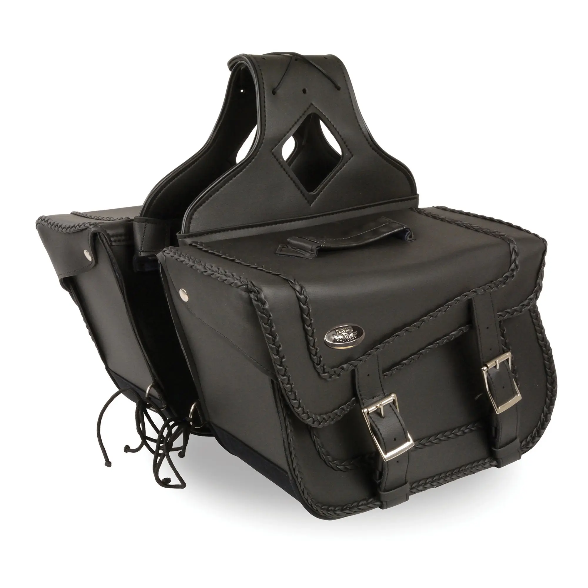 Milwaukee Leather SH664ZB Large Braided Zip Off PVC Throw Over Saddlebags