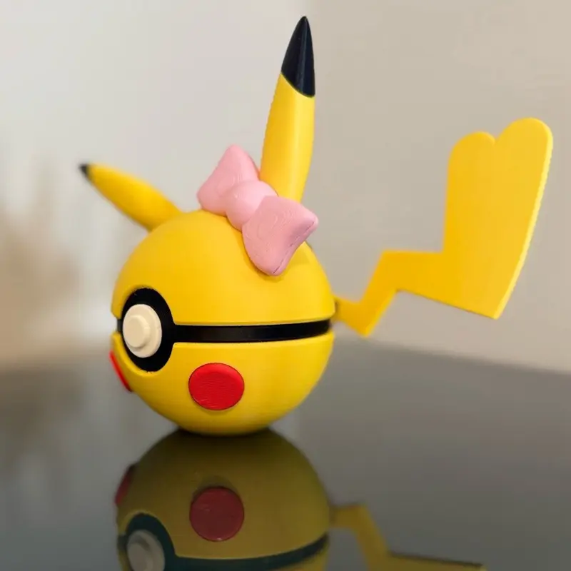 #0025 Pikachu Female Ball - Made to Order, 3D Printed Pokeball Figure, High-Quality PLA