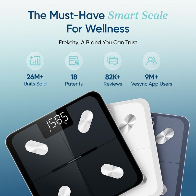 Etekcity Smart Body Fat Scale with BMI, Body Fat, Muscle Mass, Accurate Bluetooth Home User Health Equipment, TikTokShopHolidayHaul Deal - Smartscale Valentinesday Gift