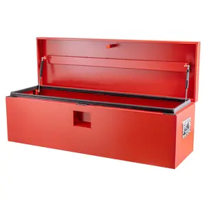 Heavy Duty Red Steel Truck Bed Tool Box – 24" x 15" Lockable Weatherproof Storage Chest, Large Capacity, Dustproof, for Pickup, RV, Trailer, Jobsite