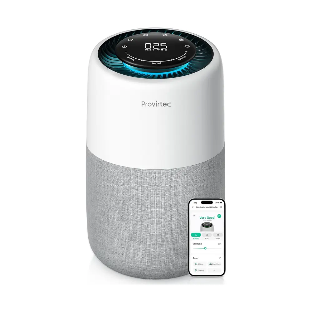 Air Purifier with PM2.5 Real-Time Display & Air Quality Monitor, All-in-One Auto Mode & APP Control, Covers Up to 916 Sq Ft, H13 HEPA Filter for Allergies, Pet Hair, Smoke, Odor, Pollen