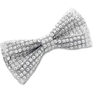 Rhinestone Sequin Bow Ties for Men, Pre-Tied Adjustable Mens Bow Tie Sparkly Men's Bowtie for Wedding Prom Party