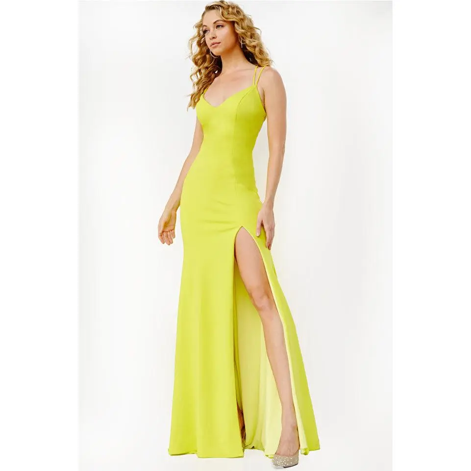 Jovani -JVN07402 V-Neck Fitted Prom Sheath Dress