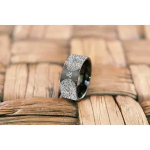 Fingerprint Ring | Mens Wedding Band, Couple Wedding Ring, Memorial Ring