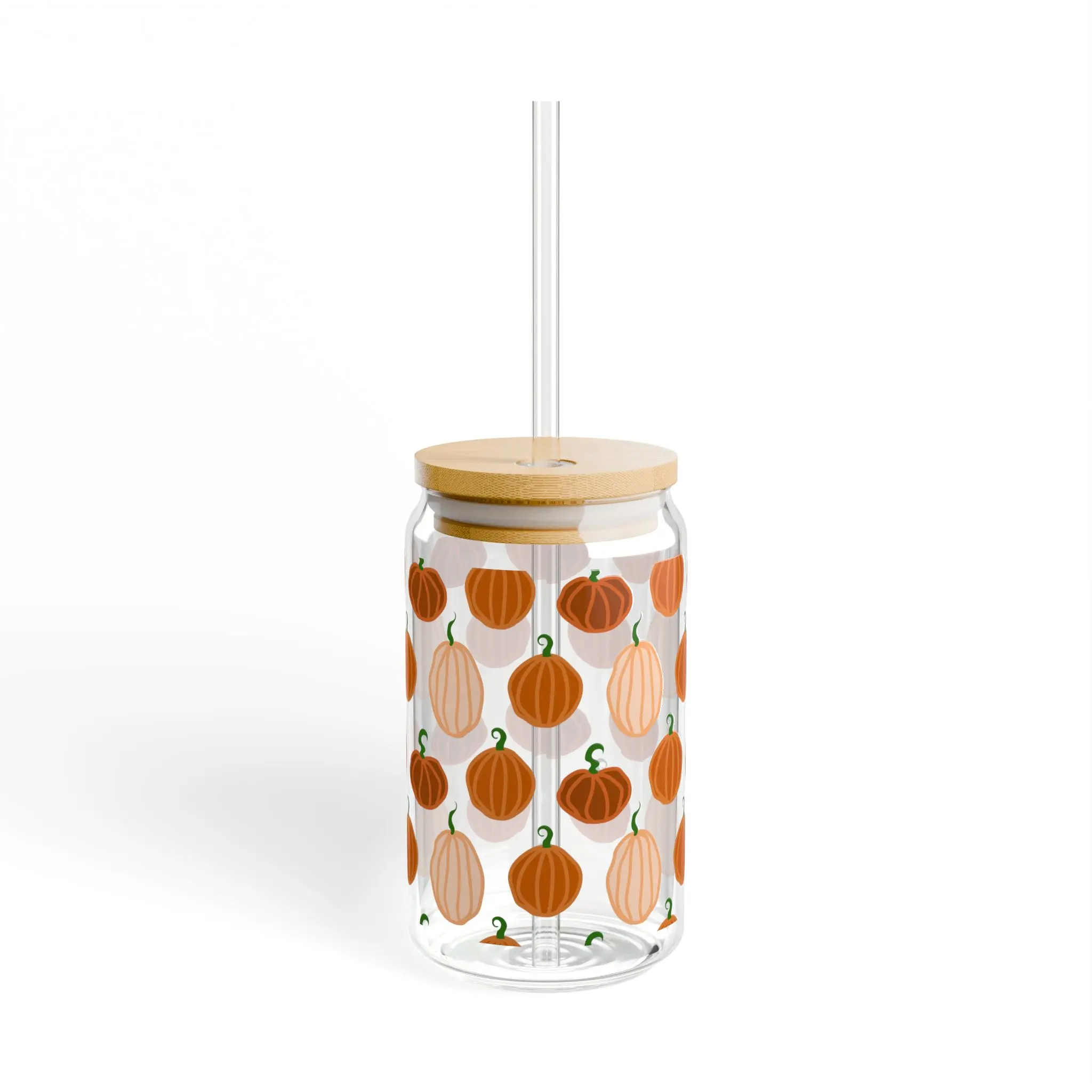 Pumpkin Sipper Glass, Clear Drinking Jar for Fall, Halloween Decor, Eco-Friendly Beverage Container, Cute Gift Idea, Perfect for Cozy Nights