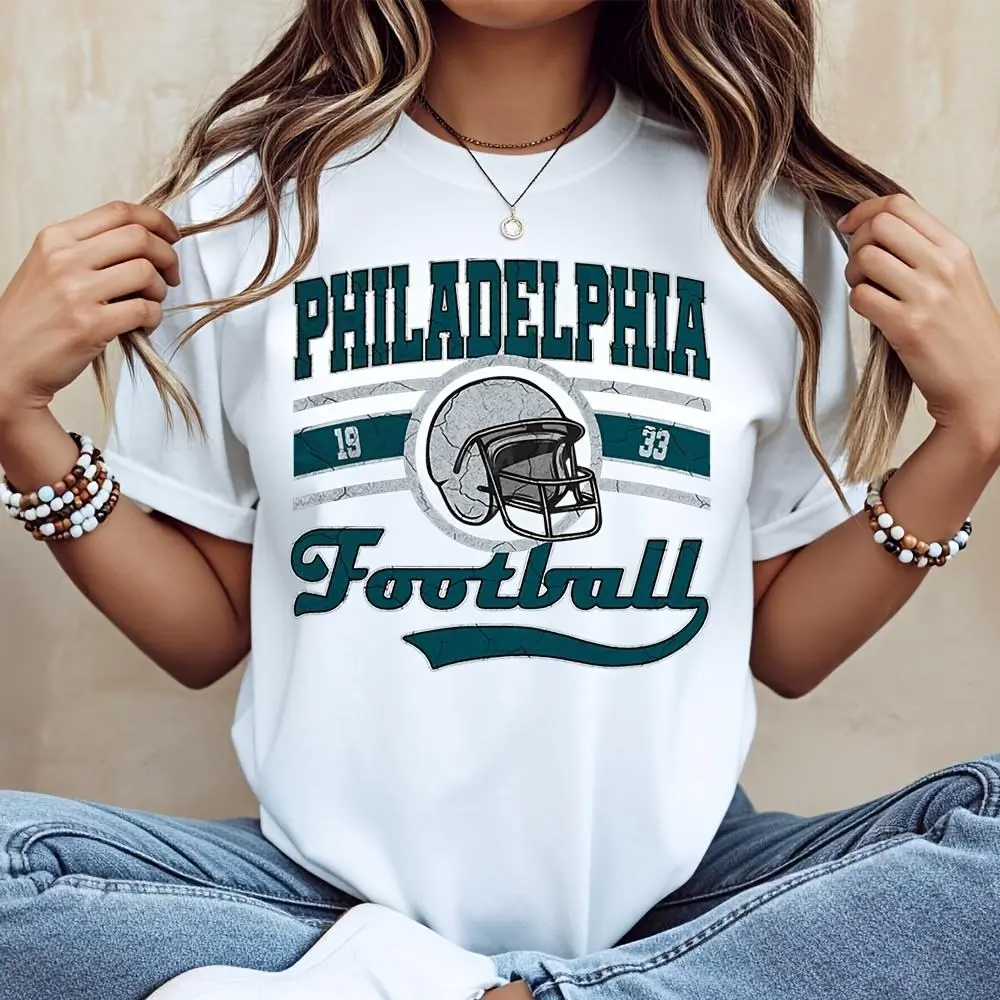 Philadelphia Football 1933 Helmet Graphic T-Shirt, Vintage Sports Team Fan Apparel, Casual Daily Wear Game Day Outfit