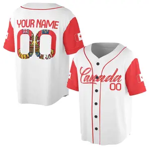 Personalized Canada Flag Coat of Arms 3D Baseball Jersey - Custom 2025 Design with Name & Number Patriotic Canada Flag Jersey