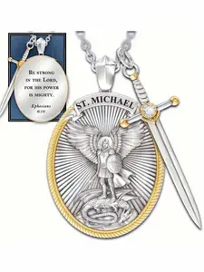 Creative Jesus Necklace Shield Knight Retro Pendant, Cross Necklace, Faith Necklace, Religious Jewelry, Vintage Style, Unique Design, Durable, Perfect Gift for Him