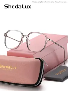 Shedalux 1 Piece Unisex Full Frame Plano Glasses，Anti Blue Light Square Frame Plano Glasses，Travel Friendly