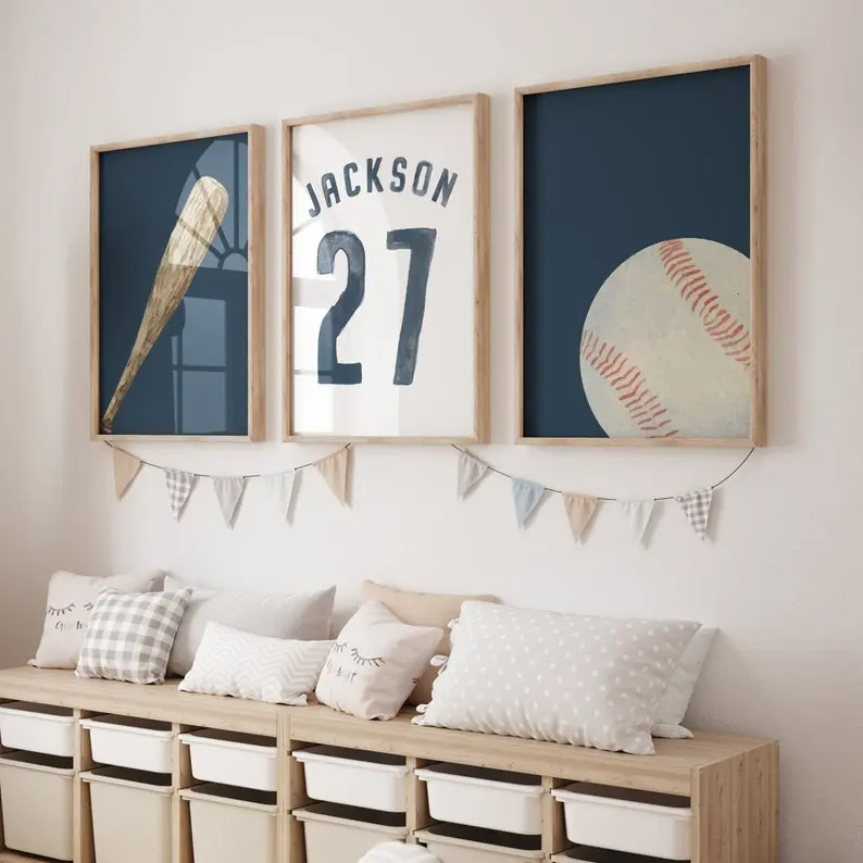 Baseball Prints, Baseball Jersey Print, Custom Name, Baseball Wall Art, Boys Room Decor, Nursery Print