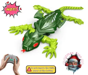 Wall Crawler Gecko Rechargeable Remote Control Robot Kids Toys with LED Eyes Flapping Wings Dual Mode Floor Wall Driving Cool Gifts for Boys Girls Christmas Free Gift