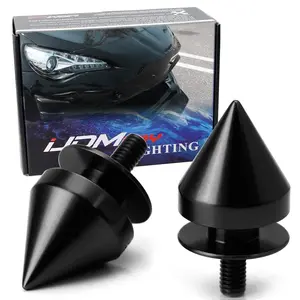 iJDMTOY Universal Fit Black Aluminum Bumper Protector Spikes Fit Car SUV Truck Front Bumper License Plate Mounting Holes