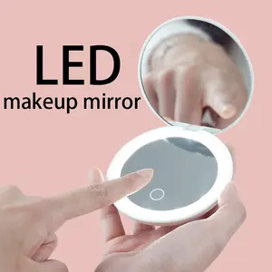 Rechargeable Makeup Mirror, Handheld LED Light, Adjustable Brightness, Three Color Lights, Ideal for Makeup, Travel, Touch-Up, Reflection, Led Illuminated Mirror
