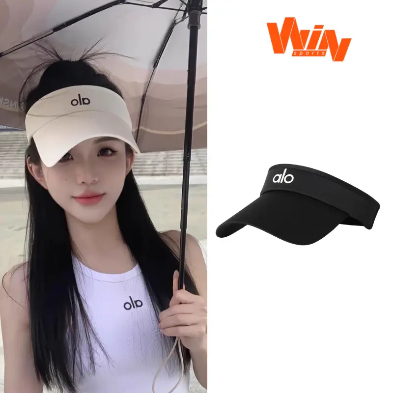 Women's Adjustable Open-Top Athletic Sun Visor Hat - Sports Headwear for Tennis, Golf - Black White Pink Options