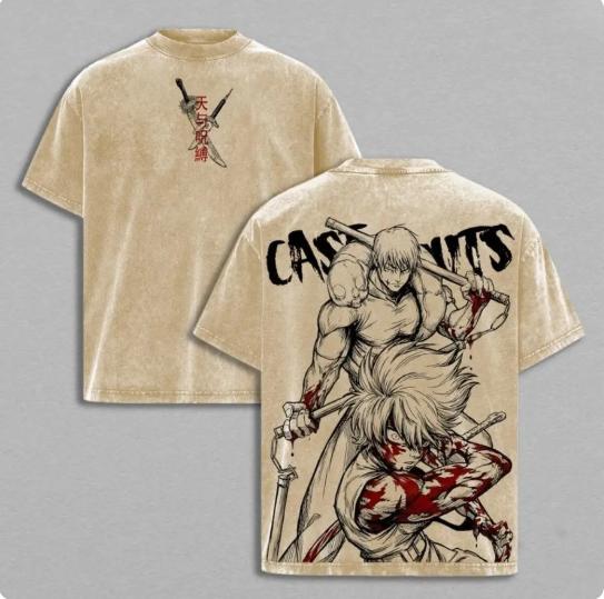 Maki Zenin x Toji Fushiguro Tee Washed – Jujutsu Kaisen Vintage Washed Heavy Cotton Oversized Anime Manga T-Shirt & Hoodie, Double Printed Dark Aesthetic Graphic, Heavenly Restriction Power Edition, Retro Unisex Streetwear JJK Merch funny graphic