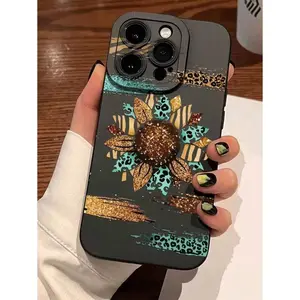 Leopard Print & Sunflower Pattern Liquid  Mobile Phone Case With IPhone 16/11/12/13/14/15/15pro/15 Plus/15 Promax/7plus/8plus/X/Xs Max/Xr/11pro/12pro/13pro/14pro/12mini/13mini/11promax/12promax/13promax/14promax/14plus/6/6s/6plus/7/8/16Pro/16plus/16promax