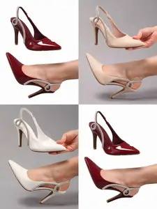 Luxury Rhinestone Slingback Heels Elegant Patent Leather Pointed Toe Party & Wedding Pumps