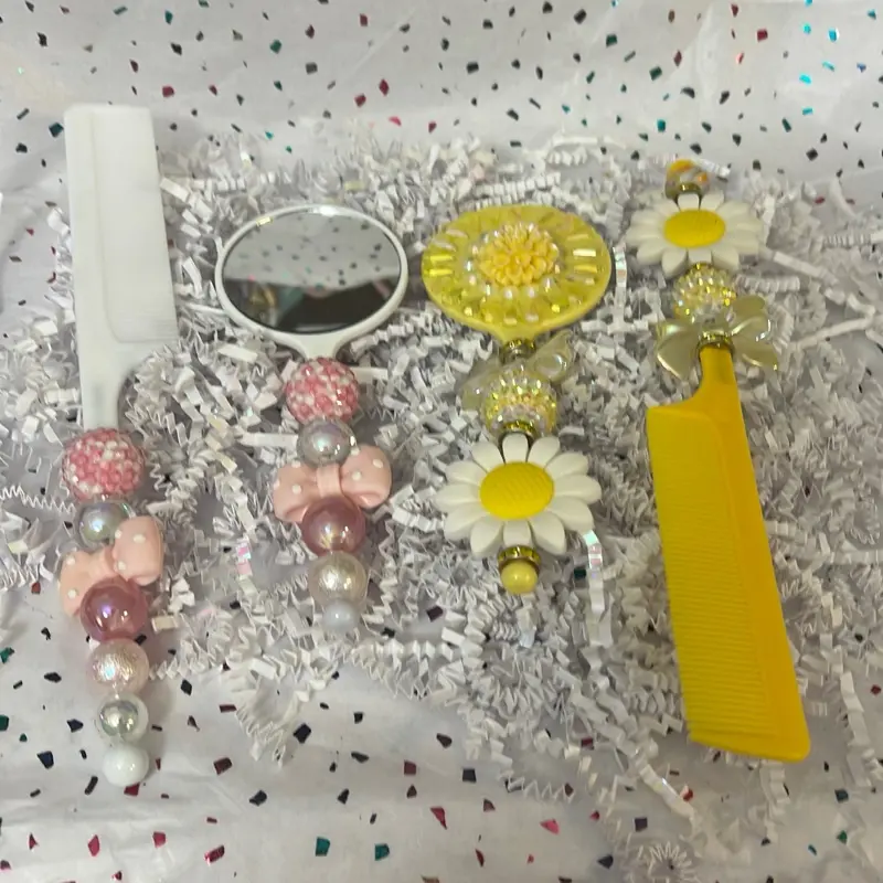 Live claim sales. $15 Beadable comb and mirror set.