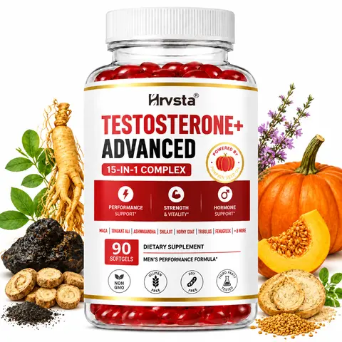 Testosterone Support Supplement for Men, 15-in-1 Herbal Blend with Tongkat Ali, Ashwagandha, Maca, Fenugreek & Pumpkin Seed Oil, Men's Vitality & Performance Support, 90 Softgels