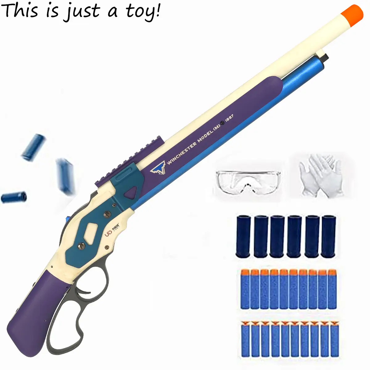UDL M1887 Foam Dart Blaster Toy - Manual Swing Loading Design, Pop-Up Shell Accessories, 20 EVA Soft Darts, Unisex Sports Outdoor Backyard Game, Collectibles for Teens 14+, Teenage Boy Gifts, Boy Gifts, 12 Years Above
