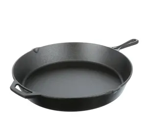 Pre-Seasoned 15" Cast Iron Skillet with Handle and Lips - Versatile Cooking Tool for Various Meals - Pans, Cookware Sturdy