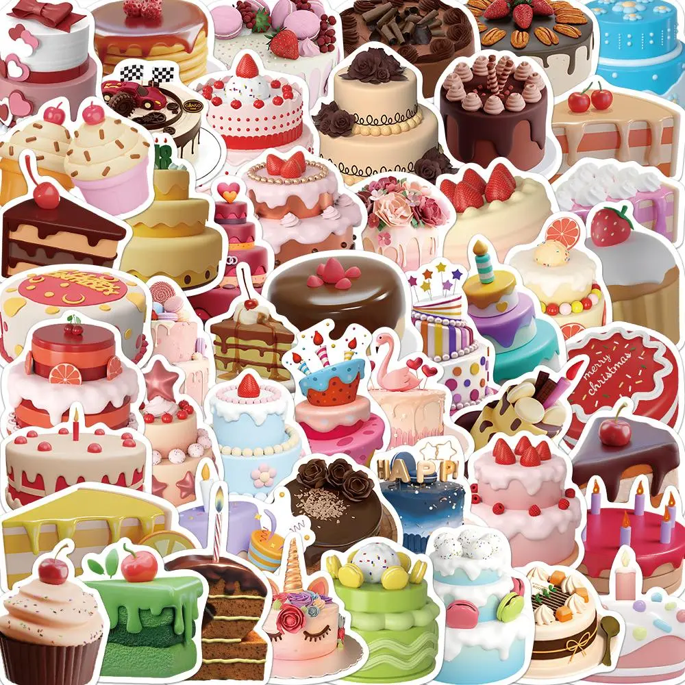 Cake Pattern Sticker, 50/1000pcs Waterproof Self Adhesive Decor Paper, Decor Sticker for Gift Greeting Card Water Bottle Laptop Phone, Ornaments, Sticker Sheets, Sticker Packs