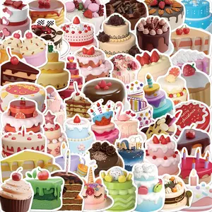 Cake Pattern Sticker, 50/1000pcs Waterproof Self Adhesive Decor Paper, Decor Sticker for Gift Greeting Card Water Bottle Laptop Phone, Ornaments, Sticker Sheets, Sticker Packs