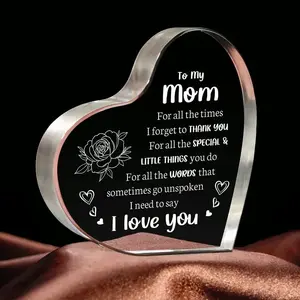 Son Daughter for MomGifts, Mom Birthday Gifts Mothers Day Gifts - Acrylic heart-shaped Best Valentines Day Christmas Gift Decorative Plaque Home Decor