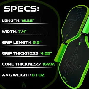 Fuego Pickleball Paddle (16mm) - Electric Lime + Free Paddle Cover