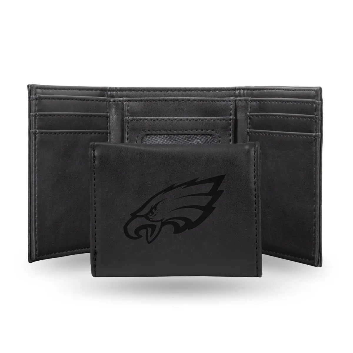212 MAIN Men's Officially Licensed Stylish Vertical Folding Trifold Wallet - Black, Laser Engraved Eagles Logo, Collectible Faux Leather Men's Wallet, Stylish Wallet, Vertical Folding Wallet