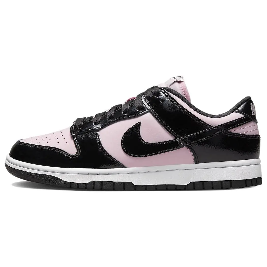Nike Women's Leather Dunk Low 'Pink Foam Black' Athletic Trainer, Women's Sports Footwear, Shoe, Sneaker, Sports Shoes, Casual