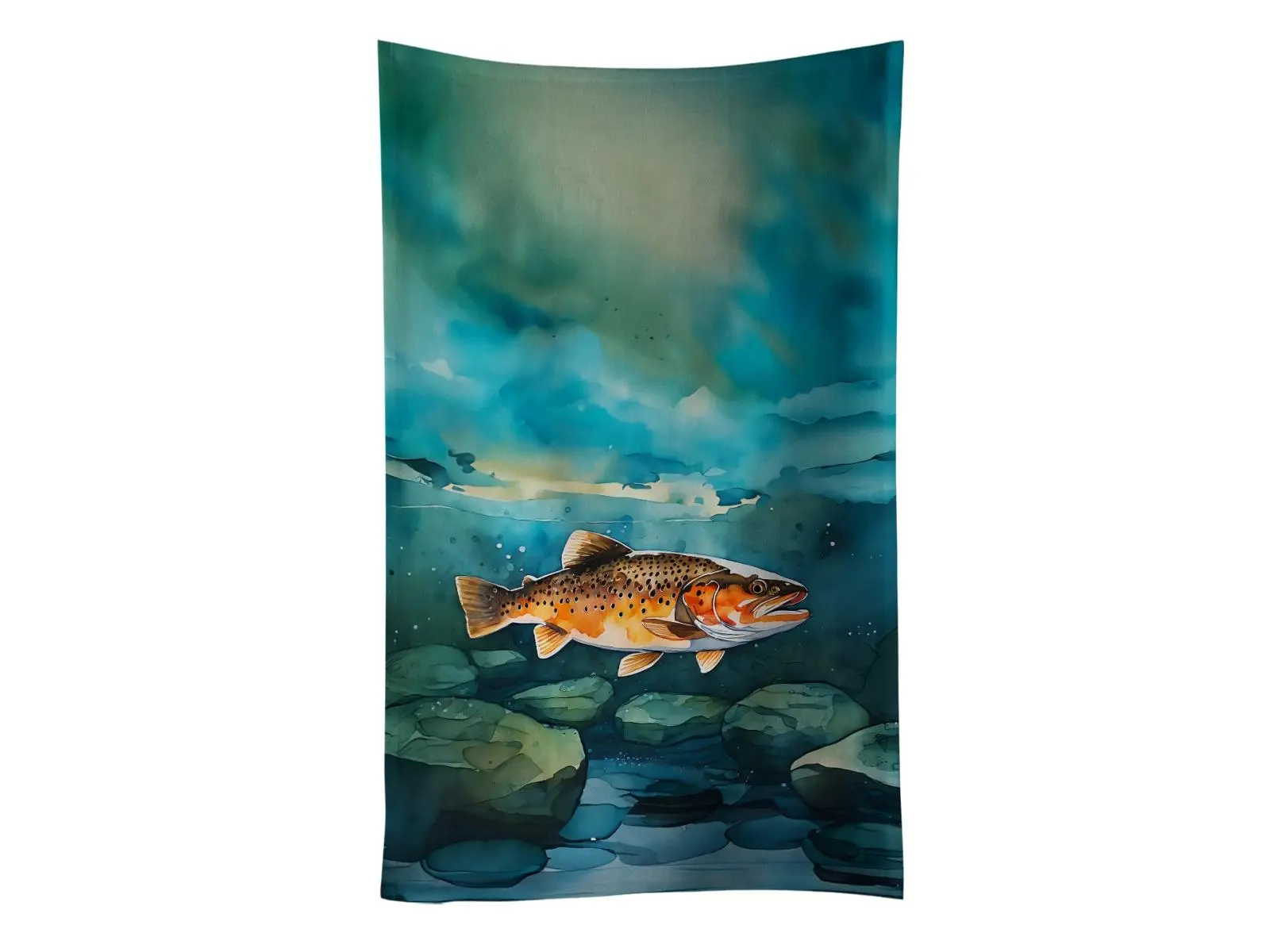 Carolines Treasures DAC2778KTWL Soft Cotton Brown Trout Kitchen Towel, 25x15 in, 0.4 lbs, Artwork-Enhanced, Ideal for Cleaning, Gifting