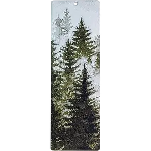 Evergreen Bookmark - 3D Printed Water Colored Evergreen Trees Design - 5.5in x 1.8in Black Back - Perfect for Reading Enthusiasts