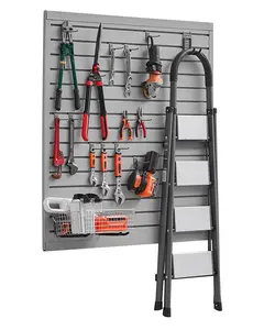 VEVOR Slat Wall Paneling, TikTokShopBlackFriday, 4 x 4 ft, PVC Garage Slatwall with Modular Design, Grey Slat Wall Easy-to-Install Adjustable Slatwall Panel with Coupling Structure & DIY Cutting, Fits for Storage & Display