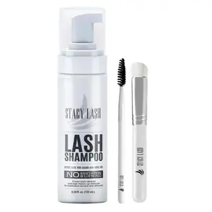 STACY LASH Eyelash Extension Shampoo + Brush / 3.38 fl.oz / 100ml / Eyelid Foaming Cleanser/Wash for Extensions & Natural Lashes/Safe Makeup Remover/Supplies for Professional & Home Use