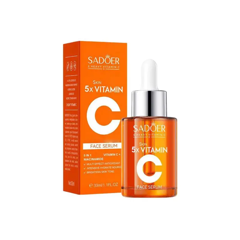 SADOER 5X Vitamin C Face Serum with Niacinamide - Lightweight Hydrating Daily Glow Serum, Fast Absorbing Skincare, facial youthful-looking skin moisturizing 1.1 Fl Oz