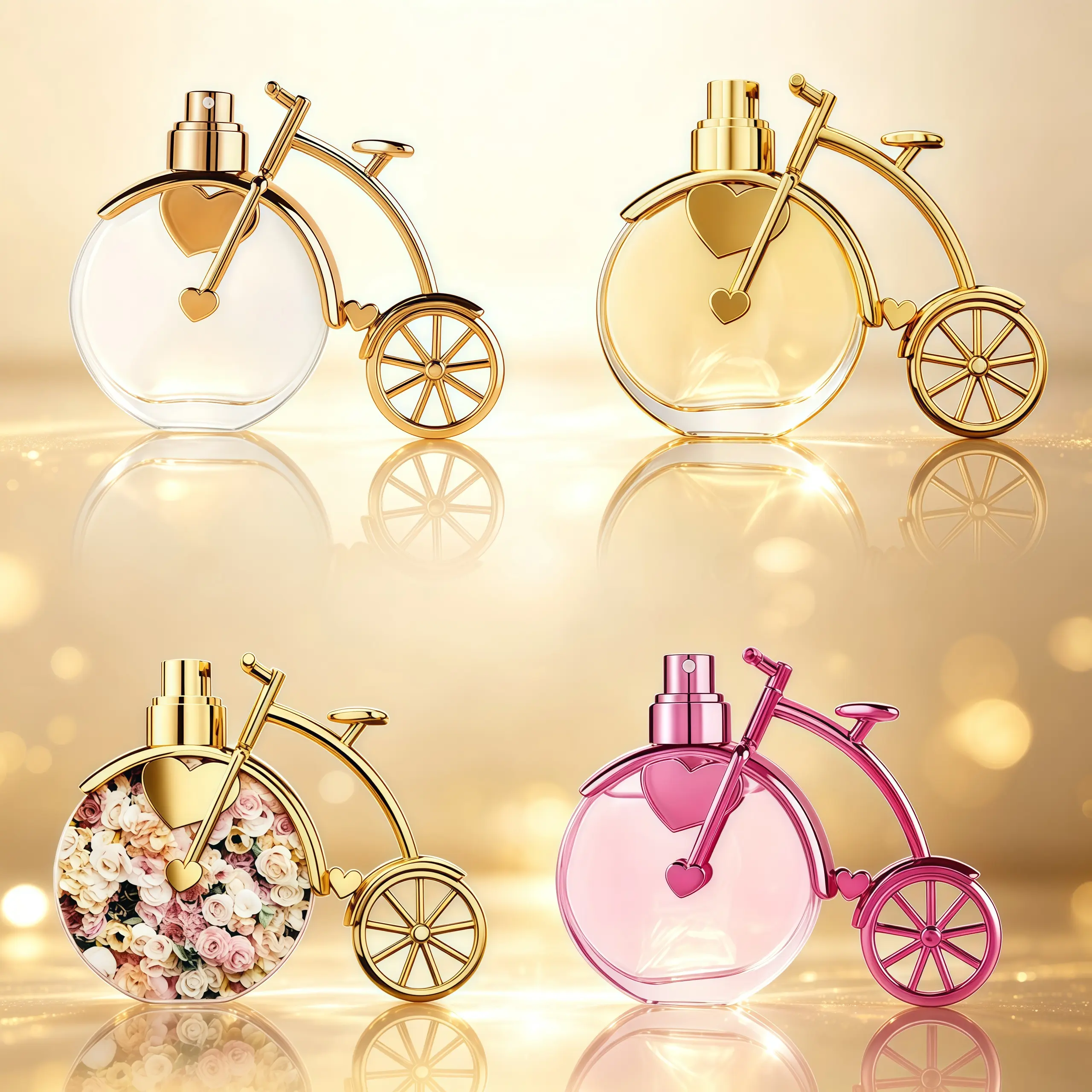 4 Styles Women Bicycle Shaped Long Lasting Floral Eau De Toilette, Mini Perfume 25ml, Suitable for Girls, Ladies Cologne, Perfect Gift Choice