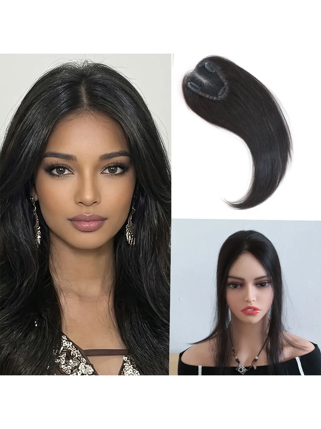 Human Hair Topper for Women, Lightweight Clip-In Extension Hairpiece for Added Volume and Coverage, Breathable Comfortable Design for Effortless Everyday Styling, Hair Replacement