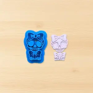 Bony Girl Kawaii Skeleton with Bow Cookie Cutter: Ideal for Cookies, Ceramics, Pottery, Polymer Clay, Fondant - Multi-Medium Craft & Baking Tool
