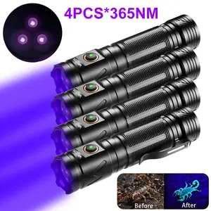 Professional UV Inspection Flashlight 30W 365nm Black Light for Pet Urine Detector Scorpion Hunting USB-C Rechargeable 3 LEDs for Authentic Check Oil Leak Fluorescent Detection