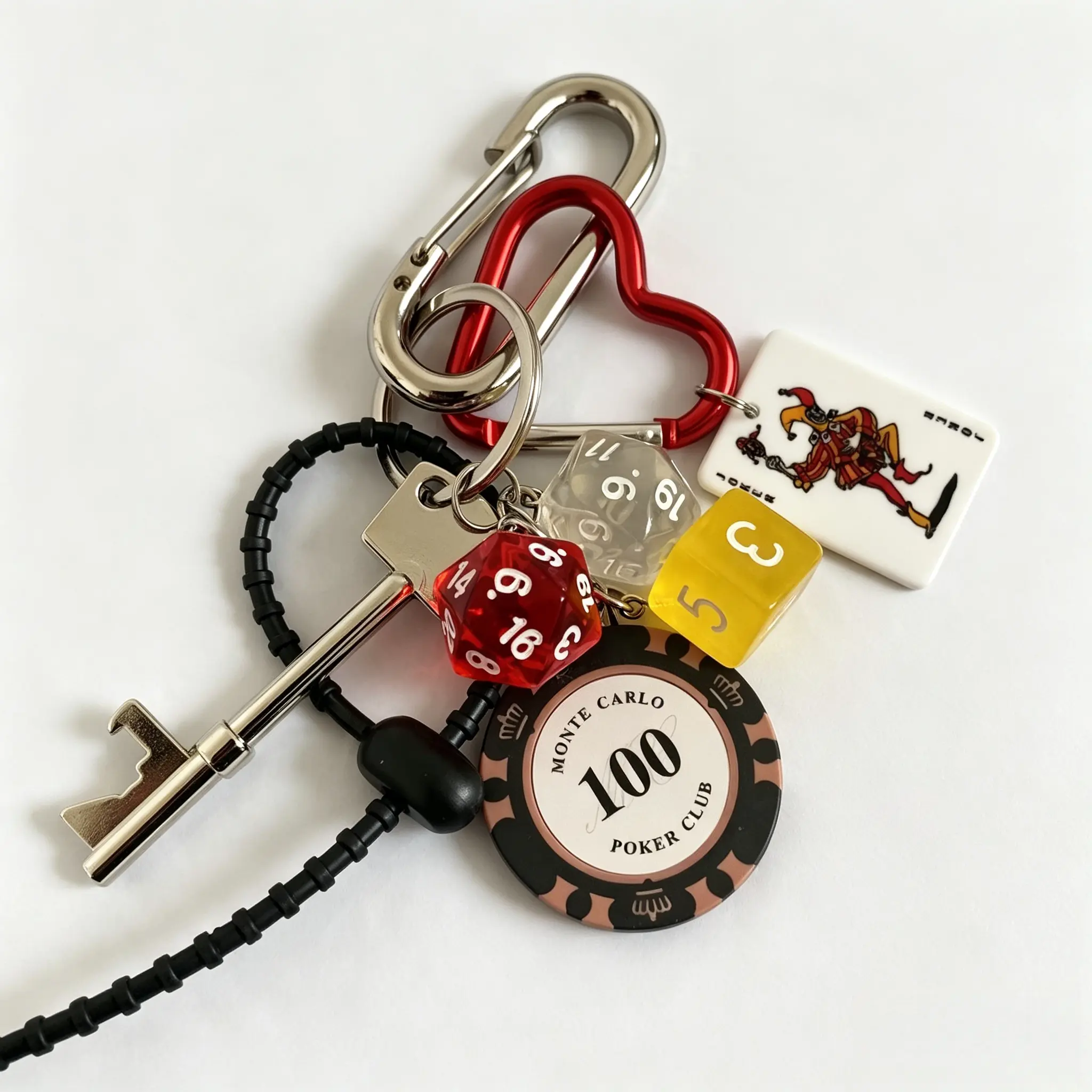 Hot Selling Unique Poker Dice Keychain Wristlet, Cute Niche Pendant, Spring Alloy Phone Chain, Bag Charm, Fashion Accessory, Key Charms, Key Accessories